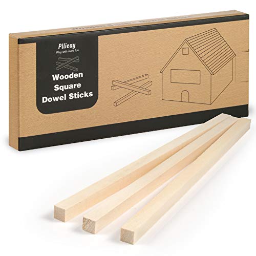 Pllieay 20Pcs 25x1x1Cm Holzstäbe Quadratisch, Quadratische Dübelstangen, Unvollendete quadratische Holzstiftstifte für Bastelprojekte und DIY-Aktivitäten von Pllieay