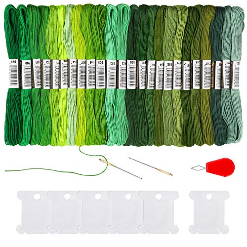 Pllieay 24 Stränge Grüner Farbverlauf Sticktwist Kreuzstichfäden Freundschaftsarmbänder Floss mit 6 Garnspulen, 2 Nadeln und 1 Nadeleinfädler für Kreuzstich-Projekte Pllieay 24 Stränge Grüner Farbverlauf Sticktwist Kreuzstichfäden Freundschaftsarmbänder Floss mit 6 Garnspulen, 2 Nadeln und 1 Nadeleinfädler für Kreuzstich-Projekte von Pllieay