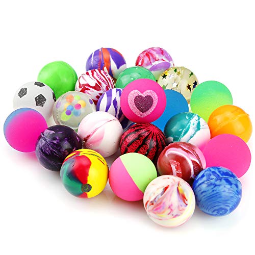 Pllieay 24 Stück Hüpfbälle Kleine Hüpfbälle für Kinder, Gummibälle 25mm gemischter Partybeutelfüller für Partygeschenke, Weihnachtsstrumpffüller, Klassenzimmerpreise und Haustierspielzeug von Pllieay