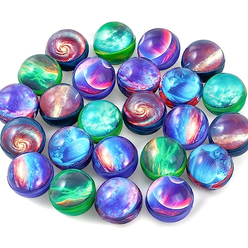 Pllieay 24PCS Galaxy Bouncy Balls, Space Bouncy Balls Bulk 32mm Space Theme Bouncy Balls für Kinder Party Favors, Weihnachten Geschenk Tasche Füllen von Pllieay