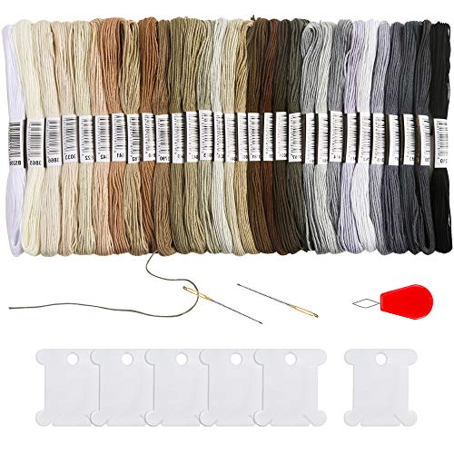 Pllieay 30 Skeins Stickgarn Halloween Schwarz zu Weiß Gradient Grau Stickgarn Kreuzstich Fäden Freundschaftsarmbänder Floss mit 6 Garnspulen, Nadeln und Nadeleinfädler für Kreuzstichprojekte Pllieay 30 Skeins Stickgarn Halloween Schwarz zu Weiß Gradient Grau Stickgarn Kreuzstich Fäden Freundschaftsarmbänder Floss mit 6 Garnspulen, Nadeln und Nadeleinfädler für Kreuzstichprojekte von Pllieay