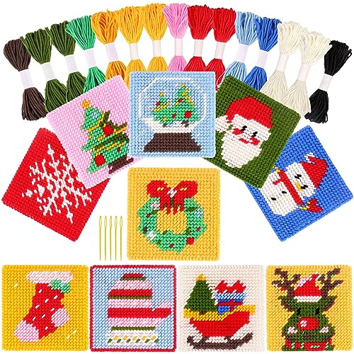 Pllieay Weihnachten 10-in-1 Kreuzstich-Anfängerset für Kinder, enthält Anleitung für 10 verschiedene Muster, 10 bedruckte Kunststoffleinwände für Handarbeiten, Nadelspitzen-Starter-Nähset Pllieay Weihnachten 10-in-1 Kreuzstich-Anfängerset für Kinder, enthält Anleitung für 10 verschiedene Muster, 10 bedruckte Kunststoffleinwände für Handarbeiten, Nadelspitzen-Starter-Nähset von Pllieay