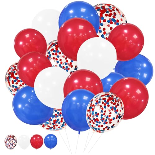 Plliocse Rot-weiße und blaue Konfetti-Ballons, 113 Stück, blau, rot, weiß, Ballonbogen-Set mit 45,7 cm, 30,5 cm, 25,4 cm, 12,7 cm, 12,7 cm, für Jubiläumsfeiern, Hochzeit, Geburtstag, Party (Stil 2) Plliocse Rot-weiße und blaue Konfetti-Ballons, 113 Stück, blau, rot, weiß, Ballonbogen-Set mit 45,7 cm, 30,5 cm, 25,4 cm, 12,7 cm, 12,7 cm, für Jubiläumsfeiern, Hochzeit, Geburtstag, Party (Stil 2) von Plliocse