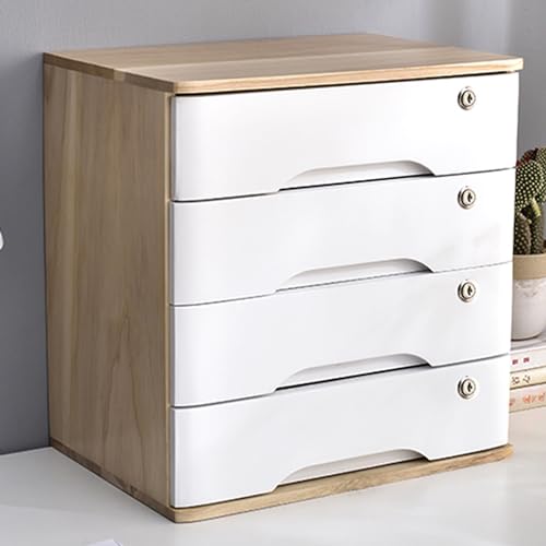 Pllrbvshs Holz-Schubladenbox, Schreibtisch-Organizer mit 4 Schubladen, Schloss, A4-Quittungsordner-Organizer, Mini-Holzkommode für Zuhause, Küche, Büro (C, Weiß, Nussbaum, Gelb) Pllrbvshs Holz-Schubladenbox, Schreibtisch-Organizer mit 4 Schubladen, Schloss, A4-Quittungsordner-Organizer, Mini-Holzkommode für Zuhause, Küche, Büro (C, Weiß, Nussbaum, Gelb) von Pllrbvshs