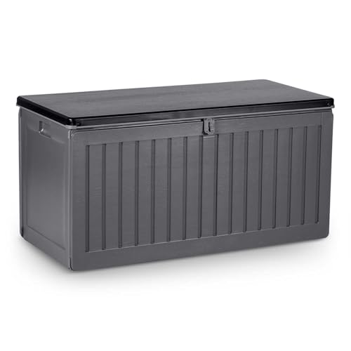 Plonos Gartenbox Auflagenbox Aufbewahrungsbox Kapazität 270l Kissenbox Outdoor Sitzbank Wetterfest Abschließbar mit Deckel 109 x 51,5 x 55 cm Grau Plonos Gartenbox Auflagenbox Aufbewahrungsbox Kapazität 270l Kissenbox Outdoor Sitzbank Wetterfest Abschließbar mit Deckel 109 x 51,5 x 55 cm Grau von Plonos