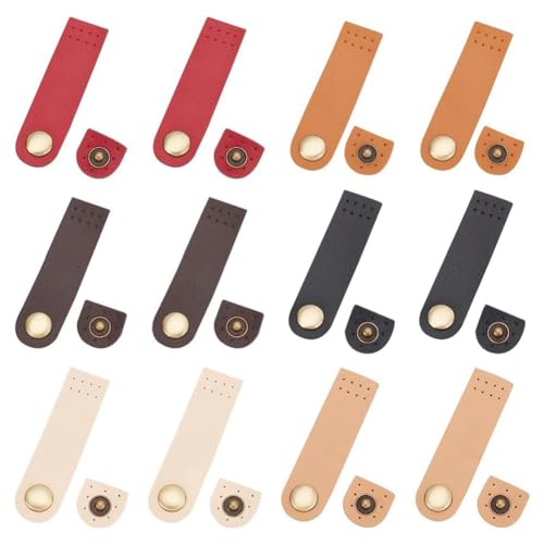 Plookyoe 12 Druckknöpfe aus PU-Leder, 6 Farben, zum Aufnähen und Aufnähen, für Bastelarbeiten, Nähen, Druckknöpfe Plookyoe 12 Druckknöpfe aus PU-Leder, 6 Farben, zum Aufnähen und Aufnähen, für Bastelarbeiten, Nähen, Druckknöpfe von Plookyoe