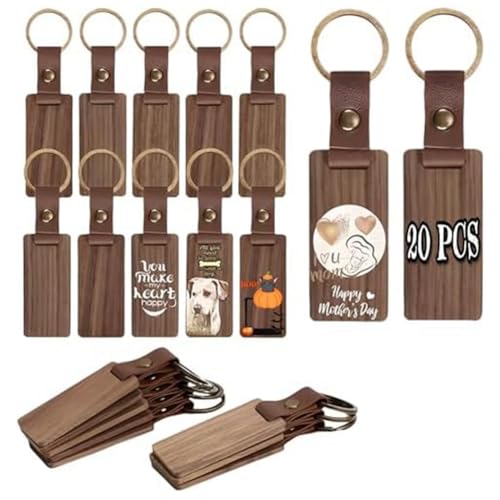 Plookyoe 20 Stück Schlüsselanhänger aus Holz, blanko, unlackiert, mit Lederband, 20 Stück Plookyoe 20 Stück Schlüsselanhänger aus Holz, blanko, unlackiert, mit Lederband, 20 Stück von Plookyoe