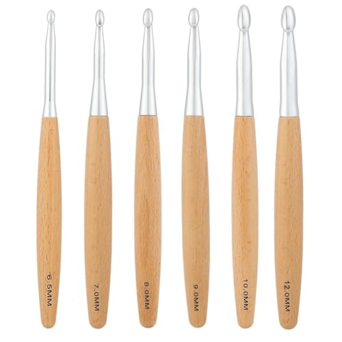 Plookyoe Großes Häkelnadel-Set 6,5 mm, 7,0 mm, 8,0 mm, 9,0 mm, 10,0 mm, 12,0 mm, Buchenholzgriff, Häkelnadeln Plookyoe Großes Häkelnadel-Set 6,5 mm, 7,0 mm, 8,0 mm, 9,0 mm, 10,0 mm, 12,0 mm, Buchenholzgriff, Häkelnadeln von Plookyoe