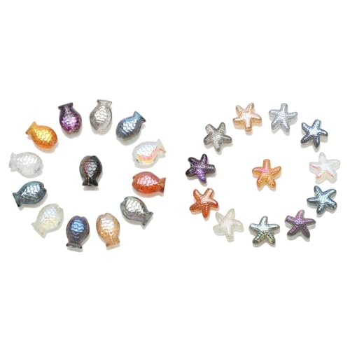 Plookyoe Kristall-Anhänger, Fische, Seesternform, facettierte Glasperlen, Bastelmaterial, Schmuckherstellung, Ohren, Lieferantenzubehör, 60 Stück Plookyoe Kristall-Anhänger, Fische, Seesternform, facettierte Glasperlen, Bastelmaterial, Schmuckherstellung, Ohren, Lieferantenzubehör, 60 Stück von Plookyoe