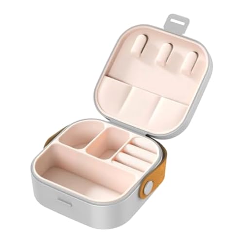 Plookyoe Ohrring-Schmuckkästchen mit Griff, Mini-Schmuck-Reiseetui, Schmuckhalter, Organizer, kleine Reise-Schmuckschatulle, Grau von Plookyoe