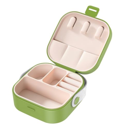Plookyoe Ohrring-Schmuckkästchen mit Griff, Mini-Schmuck-Reiseetui, Schmuckhalter, Organizer, kleine Reise-Schmuckschatullen, Grün von Plookyoe
