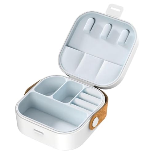 Plookyoe Ohrring-Schmuckkästchen mit Griff, Mini-Schmuck-Reiseetui, Schmuckhalter, Organizer, kleine Reise-Schmuckschatullen, Weiß Plookyoe Ohrring-Schmuckkästchen mit Griff, Mini-Schmuck-Reiseetui, Schmuckhalter, Organizer, kleine Reise-Schmuckschatullen, Weiß von Plookyoe