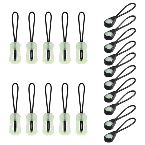 Plookyoe Selbstleuchtende Reißverschlussschieber, leuchtet im Dunkeln, Anti-Verlust, für Outdoor, Bergsteigen, Camping, 20 Stück von Plookyoe