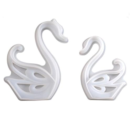 Plookyoe Silikonform mit Schwanenverzierung, Epoxidharz, für Schreibtisch, Schwan, dekoratives Ornament, Spiegel, Silikonform, Gipsform, 2 Stück von Plookyoe