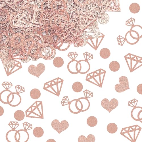 100 Stück Rose Gold Hochzeit Tischkonfetti, Glitzer Braut to Be Dekorationen mit Herzen, Diamantringe, rundes Papier für Junggesellinnenabschied, Verlobung & Hochzeit, Roségold Party Dekorationen 100 Stück Rose Gold Hochzeit Tischkonfetti, Glitzer Braut to Be Dekorationen mit Herzen, Diamantringe, rundes Papier für Junggesellinnenabschied, Verlobung & Hochzeit, Roségold Party Dekorationen von Plorede