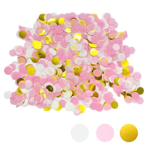 10000 Stück rundes biologisch abbaubares Papierkonfetti, Hochzeitskonfetti, biologisch abbaubar, romantische Geburtstagsball-Dekoration für Hochzeiten, Jubiläen, Valentinstag, Babyparty (Rosa, Weiß 10000 Stück rundes biologisch abbaubares Papierkonfetti, Hochzeitskonfetti, biologisch abbaubar, romantische Geburtstagsball-Dekoration für Hochzeiten, Jubiläen, Valentinstag, Babyparty (Rosa, Weiß von Plorede