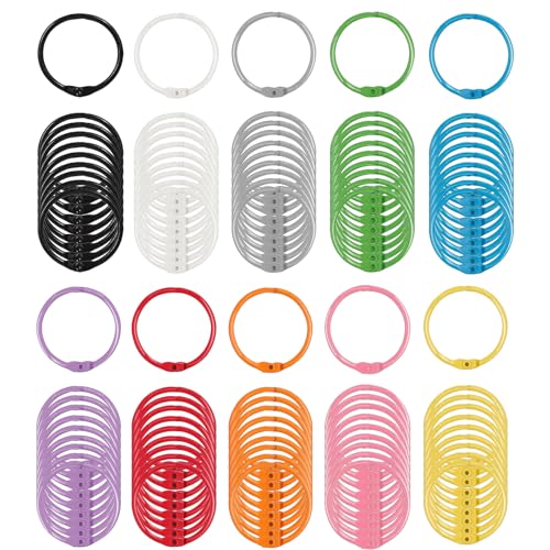 Binderinge aus Metall, bunte Ringbuch-Clips für Karteikarten, 30 mm, lose Blätter, Karteikartenringe, 100 Stück von Plorede