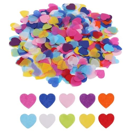 Buntes herzförmiges Konfetti, Hochzeit, biologisch abbaubar, romantische Geburtstagsball-Dekoration für Hochzeiten, Geburtstage, Jahrestage, Valentinstag, 12000 Stück (100 g) von Plorede