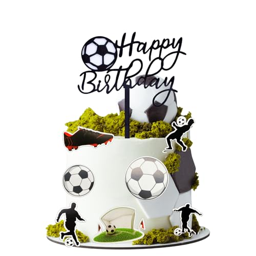 Fußball-Kuchenaufsatz, Fußballspieler-Kuchenaufsatz für Männer und Jungen, Fußballschuhe, Fußballspieler, Kuchenpicker für Sport, Fußball, Motto-Party, Kuchendekorationen (Muster 1) von Plorede