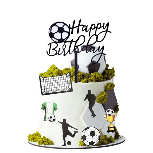 Fußball-Kuchenaufsatz, Fußballspieler-Kuchenaufsatz für Männer und Jungen, Fußballschuhe, Fußballspieler, Kuchenpicker für Sport, Fußball, Motto-Party, Kuchendekorationen (Muster 2) von Plorede