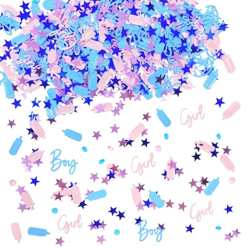 Gender Reveal Dekorationen, 30 g, Babyparty-Konfetti, rosa und blau, Baby-Geschlechtsoffenbarung, Dekorationen mit Flaschen, Diamanten, Sternen, Babyparty-Dekorationen für Mädchen oder Jungen Gender Reveal Dekorationen, 30 g, Babyparty-Konfetti, rosa und blau, Baby-Geschlechtsoffenbarung, Dekorationen mit Flaschen, Diamanten, Sternen, Babyparty-Dekorationen für Mädchen oder Jungen von Plorede
