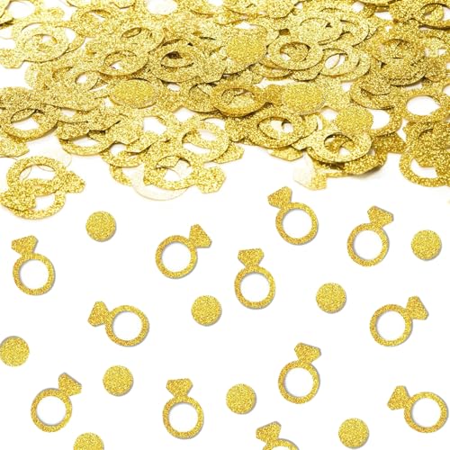 Glitzer Verlobung Tischkonfetti Hochzeit Tischkonfetti Verlobung Party Dekorationen mit Ring Rundes Papier für Verlobungsfeier Glitzer (Golden) von Plorede