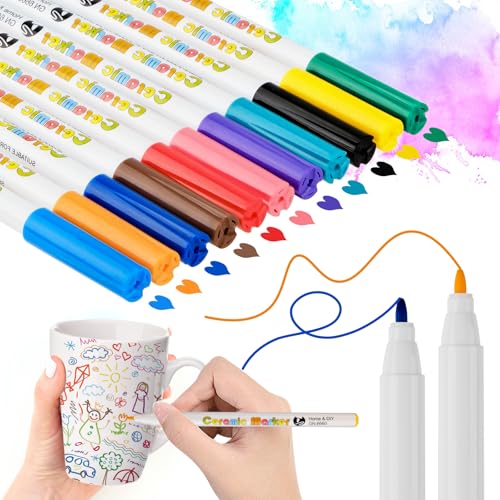 PlsMupn 12 Farben Filzstifte aus Porzellan, wasserfest, Acrylfarben-Set, 1-mm-Spitze, backofenfest und spülmaschinenfest, zum Basteln auf Porzellan und Glas PlsMupn 12 Farben Filzstifte aus Porzellan, wasserfest, Acrylfarben-Set, 1-mm-Spitze, backofenfest und spülmaschinenfest, zum Basteln auf Porzellan und Glas von PlsMupn