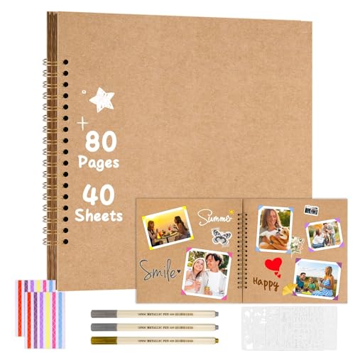 PlsMupn Fotoalbum zum Selbstgestalten, 20 x 20 cm 80 Seite Fotoalbum zum Einkleben, Braunen Scrapbook Fotobuch zum Selbstgestalten, DIY Scrapbook für Baby Familie Jahrestag Geburtstags Valentinstag PlsMupn Fotoalbum zum Selbstgestalten, 20 x 20 cm 80 Seite Fotoalbum zum Einkleben, Braunen Scrapbook Fotobuch zum Selbstgestalten, DIY Scrapbook für Baby Familie Jahrestag Geburtstags Valentinstag von PlsMupn
