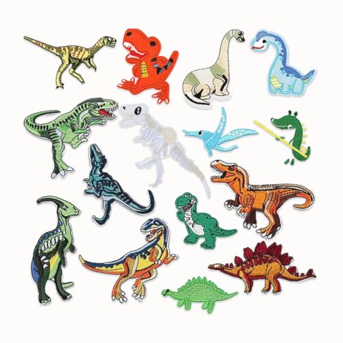 15 Stück Bügelbilder für Textilien Dinosaurier, Flicken zum Aufbügeln Kinder, Dinosaurier Bügelflicken Kinder, Sticker für Kleidung Taschen, Flicken zum Aufbügeln, DIY Jeans Jacken und Hosen von Plstod