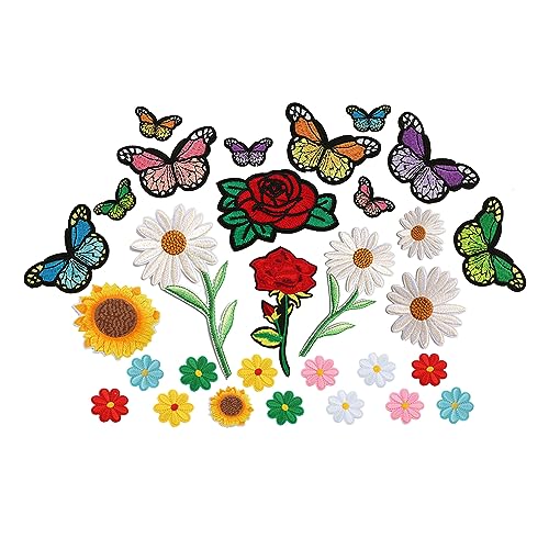 Plstod Blumen Zum Aufbügeln 30 Stück Aufnäher Zum Aufbügeln Sonnenblumen Aufnäher Gänseblümchen Blume Patch Patches Zum Aufbügeln für Erwachsene und Kinder Aufbügel Patches zum Jeans von Plstod