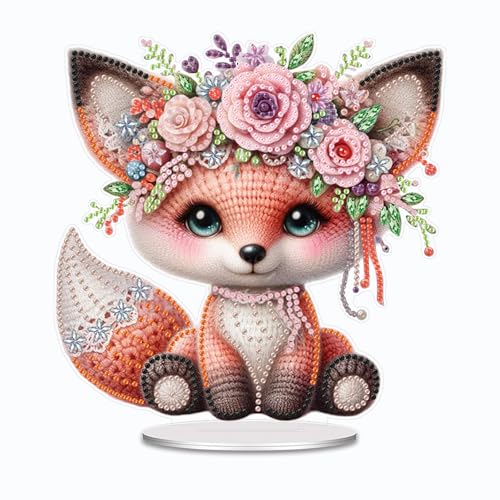 Plstod Diamond Painting Tiere Deko Fuchs Diamond Painting Tischdeko 5D Diamant Painting Bilder Frühling Diamantmalerei Ornament DIY Geschenke Für Mädchen Erwachsene Anfänger Hausgeschenk Familie Deko von Plstod