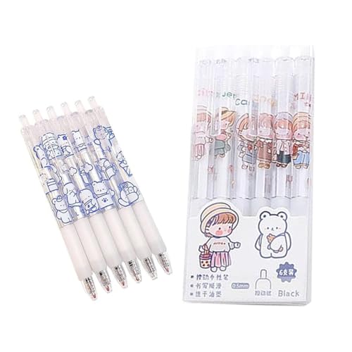 Plstod Gelschreiber Kugelschreiber Schwarz 12 Stück Gelstift Set Blau Bär Gelstifte und Kawaii Mädchen Gel Pens 0,5 mm Schnell Trocknende Gelschreiber Für Kinder Erwachsene, Büro und Schulbedarf von Plstod