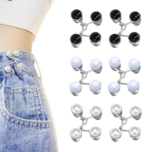 Plstod Hosenbund Enger Machen Jeansknöpfe 6 Sets Knöpfe Hosen Enger Machen Pearl Jean Knopfnadeln Verstellbare Nagelfreie Taillenschnallen Abnehmbarer Jeans knopf Kein Nähen Button für Hosen Jeans von Plstod