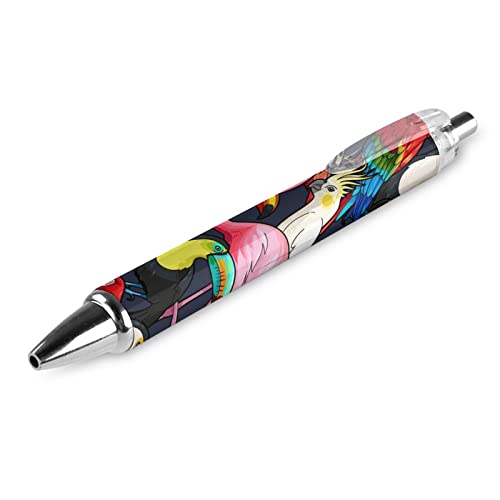 Kugelschreiber mit tropischen Vögeln, Flamingo, Papagei, einziehbar, niedlich, 0,5 mm, feine Spitze, flexibler runder Schaft für Männer und Frauen Kugelschreiber mit tropischen Vögeln, Flamingo, Papagei, einziehbar, niedlich, 0,5 mm, feine Spitze, flexibler runder Schaft für Männer und Frauen von Plumon