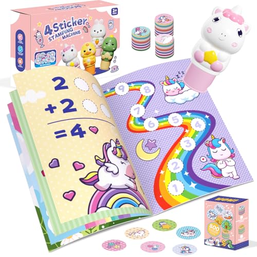 Plunack Sticker Stempel, 24-Seitiger Aktivitätenblock mit 800 Aufkleber, Fidget Toys Bastelspielzeug, Reisespielzeug für Kinder ab 3 4 5 6 7 Jahren - Einhorn Plunack Sticker Stempel, 24-Seitiger Aktivitätenblock mit 800 Aufkleber, Fidget Toys Bastelspielzeug, Reisespielzeug für Kinder ab 3 4 5 6 7 Jahren - Einhorn von Plunack