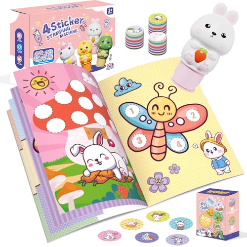 Plunack Sticker Stempel, 24-Seitiger Aktivitätenblock mit 800 Aufkleber, Fidget Toys Bastelspielzeug, Reisespielzeug für Kinder ab 3 4 5 6 7 Jahren - Kaninchen Plunack Sticker Stempel, 24-Seitiger Aktivitätenblock mit 800 Aufkleber, Fidget Toys Bastelspielzeug, Reisespielzeug für Kinder ab 3 4 5 6 7 Jahren - Kaninchen von Plunack