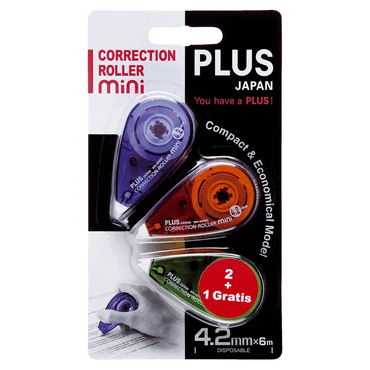 Plus Japan Korrekturroller Mini - 4,2 mm x 6 m 2 Stück + 1 Stück grati von Plus Japan