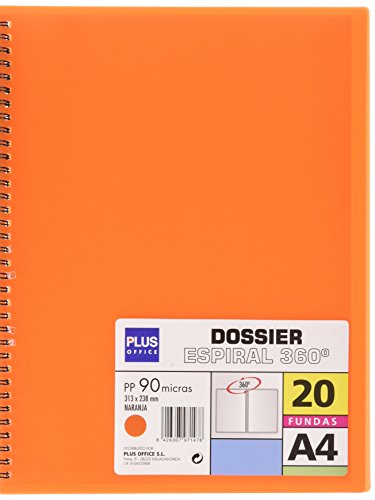 Plus Office 13461-20-OR Dossier-Mappe mit 20 Hüllen und Spiralbindung, Orange von Plus Office