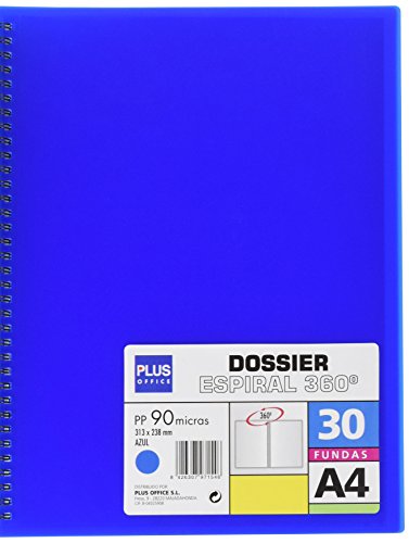 Plus Office 13461-30-BL Dossier-Mappe mit 30 Hüllen und Spiralbindung, Blau Plus Office 13461-30-BL Dossier-Mappe mit 30 Hüllen und Spiralbindung, Blau von Plus Office