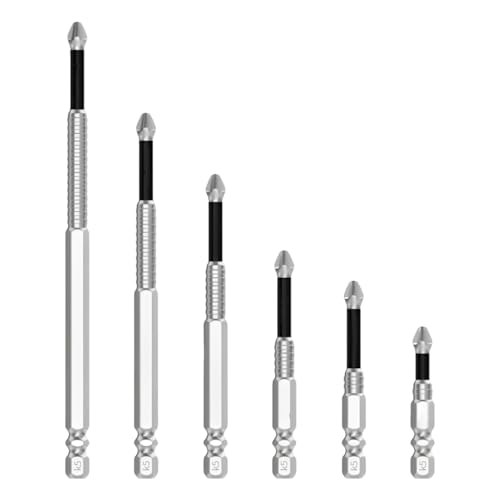 PlusBee 6-teiliges Schraubendreher-Bohrer-Set mit hoher Magnetkraft, stark magnetisch, rutschfest, hohe Härte, für elektrische Bohrmaschinen, 50 65 75 100 120 150 mm (1 Set) von PlusBee