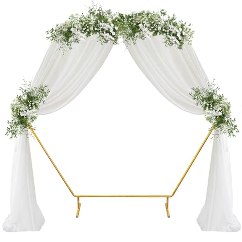 PlusFive Hexagon Hochzeitsbogen, 2m Gold Ballonbogen, Einzigartiges Sechseck-Design Luftballon Ständer, Metallbogen-Hintergrundständer für Geburtstag, Hochzeit, Babyparty, Abschlussfeier Dekoration von PlusFive