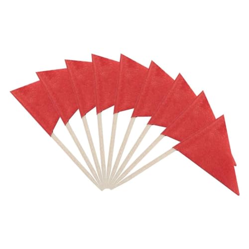 Pluuttiem 100 Stück Einfarbig Rote Zahnstocher-Flaggen, Kleine Mini-Flaggen in Schlichter Roter Farbe zum Aufkleben Von Cupcake-Toppern, DIY-Dekoration von Pluuttiem