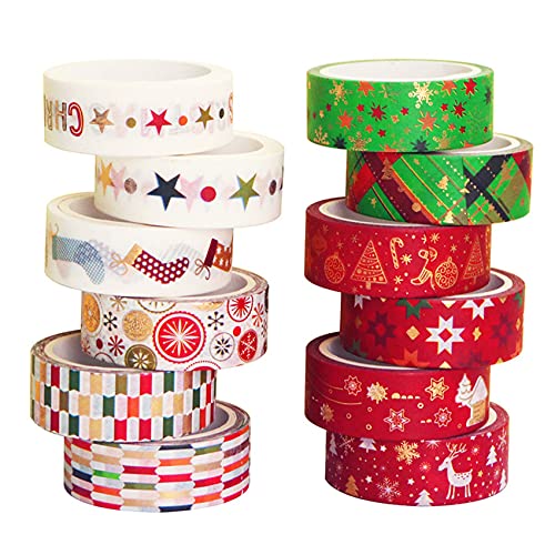 Pluuttiem 12 STÜCKE Weihnachts Schnee Flocke DIY Dekorations Band, Bronzing Sticker und Papier Band Set Pluuttiem 12 STÜCKE Weihnachts Schnee Flocke DIY Dekorations Band, Bronzing Sticker und Papier Band Set von Pluuttiem