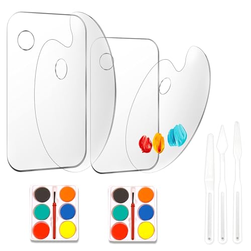 4 Stück Mischpalette Acrylfarben Transparent Malpalette, Fingerloch,Glatte Oberfläche,Komfortable Berührung,Umweltfreundlich,DIY-Handwerk-Malerei,mit 5 Malerei-Zubehör von Pluvyze