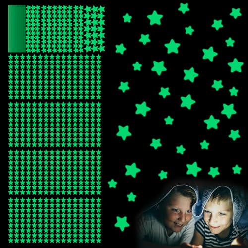 735 Stück Leuchtsterne Kinderzimmer Leuchtsterne Selbstklebend Leuchtende Sterne Für Kinderzimmer Leuchtsticker Klebesterne Nachtleuchtende Sterne Leuchten Im Dunkeln(Fluoreszierendes Grün) von Pluvyze