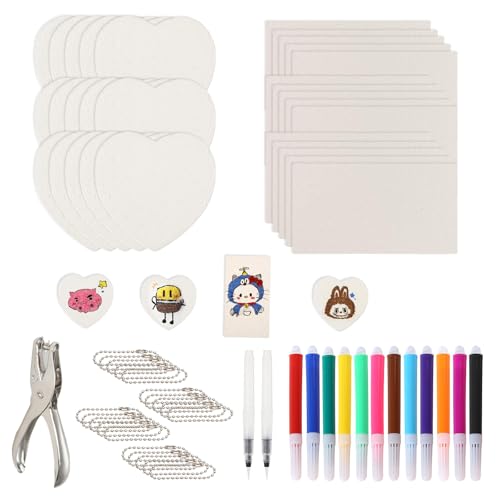 Magic Puffy Paint, 30 Stück Foam Texture Painting Paper, Schaum Textur Malset Kit mit 12 Farben Stifte + 2 Wasserstift + Locher + 20 Perlenketten, DIY Magic 3D Schaumstoff Textur-Malset für Kinder Magic Puffy Paint, 30 Stück Foam Texture Painting Paper, Schaum Textur Malset Kit mit 12 Farben Stifte + 2 Wasserstift + Locher + 20 Perlenketten, DIY Magic 3D Schaumstoff Textur-Malset für Kinder von Pluvyze