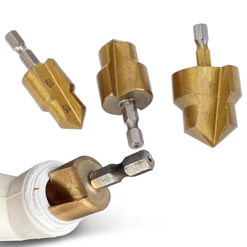 3er-Pack Hebebohrer, 1/4 Zoll PPR Hebe-Stufenbohrer, Reibahlenbohrer, für die Reparatur von Wasserrohrrohren, 15–19 Mm, 18–24 Mm, 24–31 Mm von Plyisty