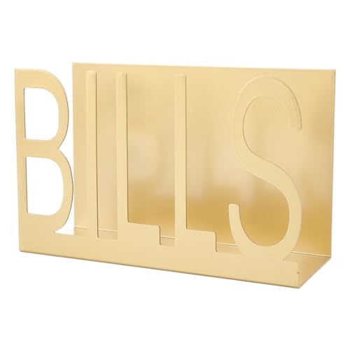 Plyisty Desktop -Mail -Halter, Ausreichend Platz Non Slip Gummi Basis Desktop Buchstaben Organizer Robust Metall Hochfarbe Fastness für Zuhause (GOLD) von Plyisty