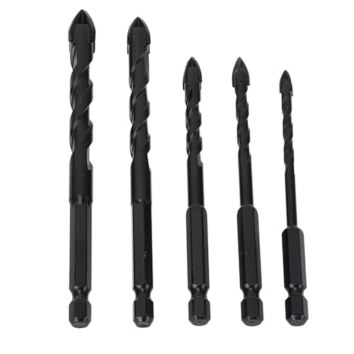 Professionelle Carbid -Bohrer, 5pcs Set Betonbohrer 1/4 Zoll Hex Shank Abriebfestes Zementiertes Carbid Multifunktional Effizient für Holz (Typ 1 (5 mm 6 mm 8 mm 10 mm 12 mm)) von Plyisty