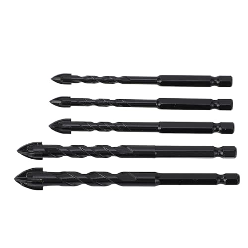 Professionelle Carbid -Bohrer, 5pcs Set Betonbohrer 1/4 Zoll Hex Shank Abriebfestes Zementiertes Carbid Multifunktional Effizient für Holz (Typ 2 (6 mm 6 mm 8 mm 10 mm 12 mm)) von Plyisty